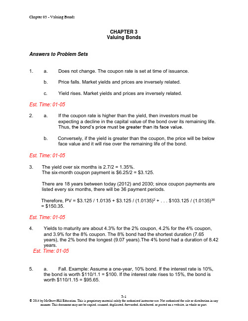 公司财务原理Principles of Corporate Finance(11th edition)_课后习题答案Chap003
