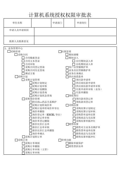 新GSP系统授权权限审批表