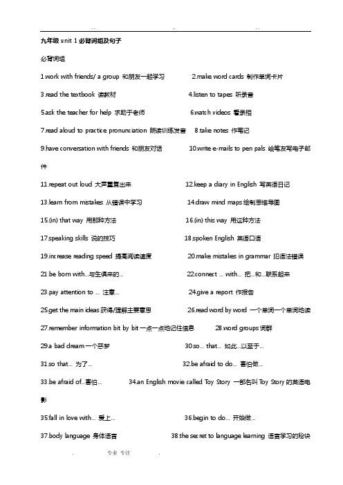 人教版九年级英语全一册词组句子