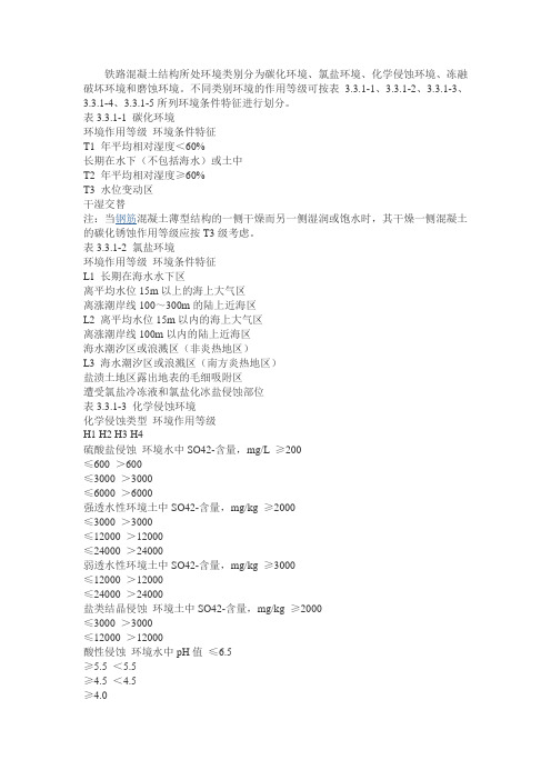 铁路混凝土结构所处环境类别