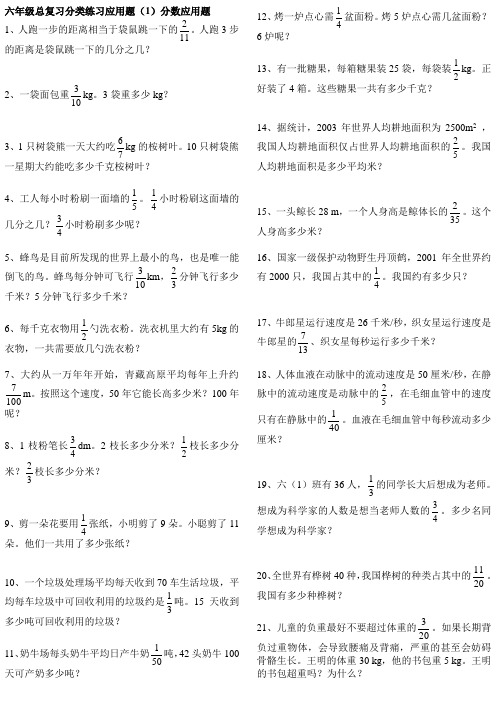 六年级总复习分类练习应用题(1)