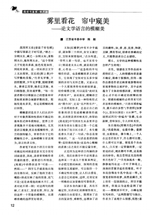 雾里看花 帘中窥美——论文学语言的模糊美