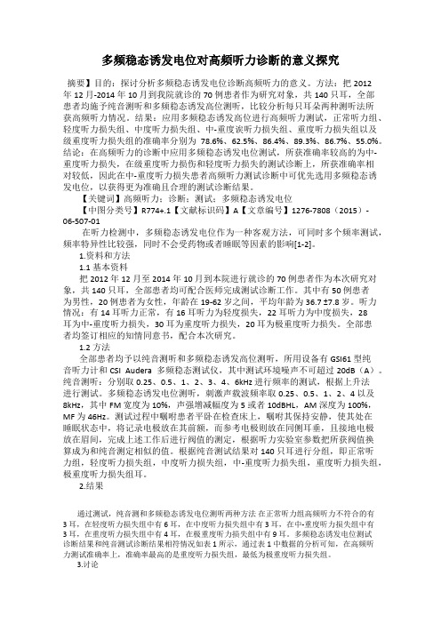 多频稳态诱发电位对高频听力诊断的意义探究
