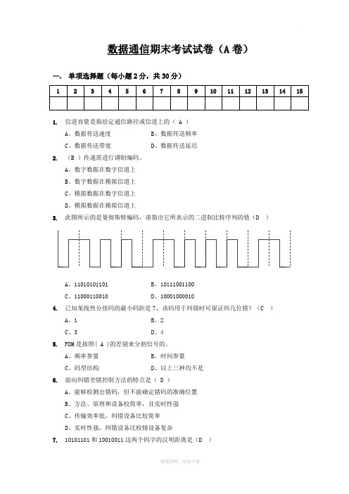 数字通信考试试题