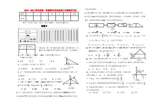 广东省高州市十校联考2010-2011学年九年级数学第一学期期末试卷 北师大版
