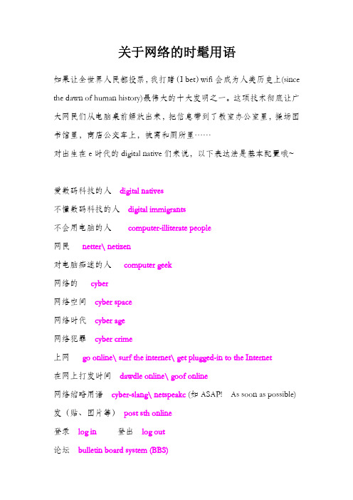 关于网络的时髦语