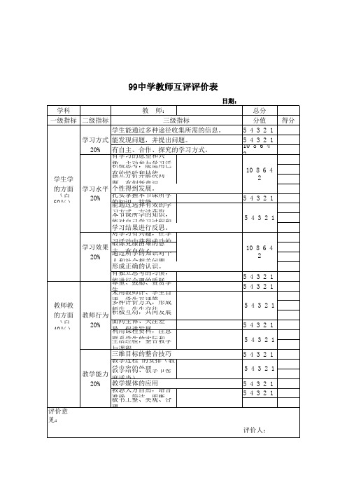 同行评价表