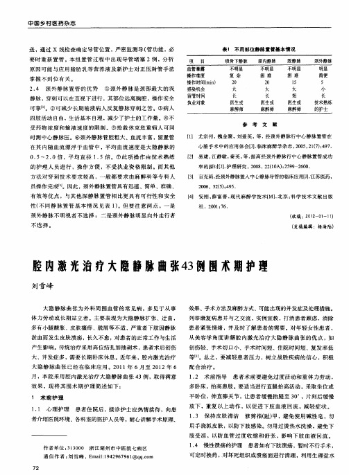 腔内激光治疗大隐静脉曲张43例围术期护理