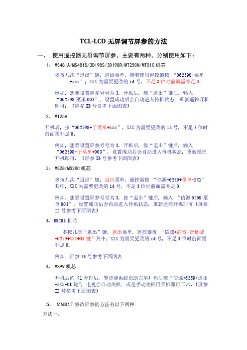 TCL-LCD无屏黑屏调节屏参的方法