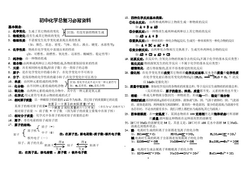 初中化学总复习必背资料