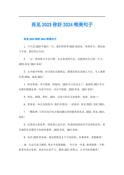 再见2023你好2024唯美句子