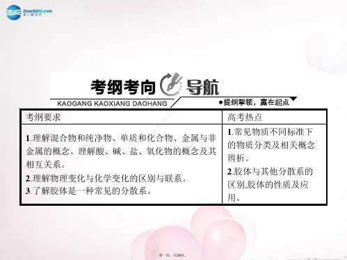 高考化学一轮复习 2.1 元素与物质的分类讲解课件 鲁科版