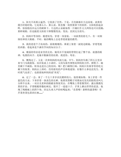 细节描写的好句