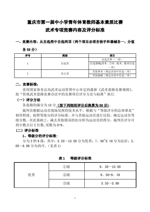 武术专项评分标准