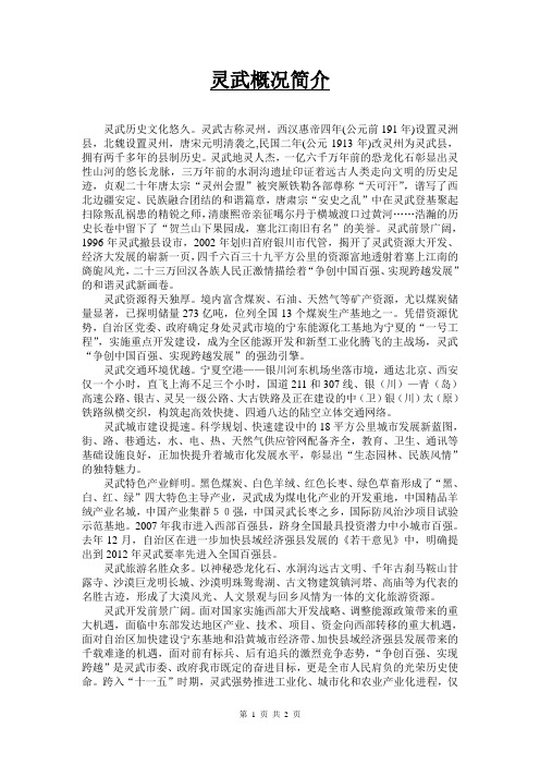 灵武概况简介