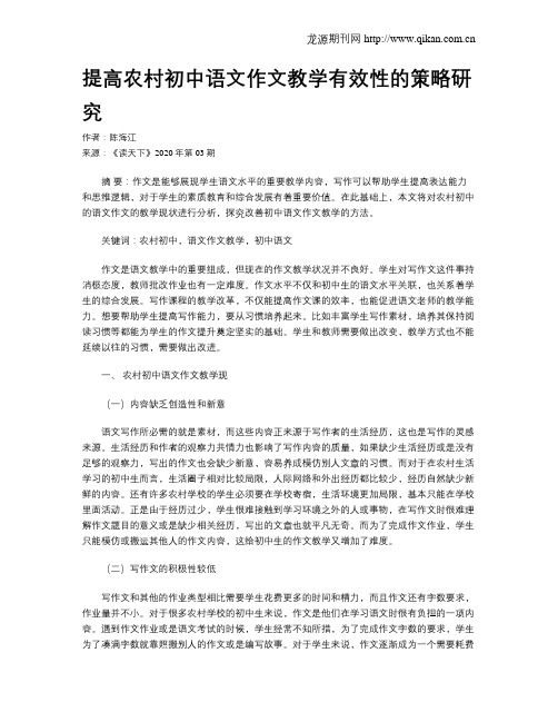 提高农村初中语文作文教学有效性的策略研究