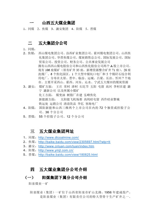 山西五大煤业集团修订版