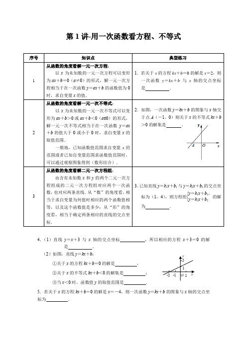 第1讲-用一次函数看方程、不等式