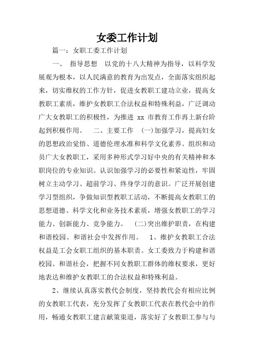 女委工作计划