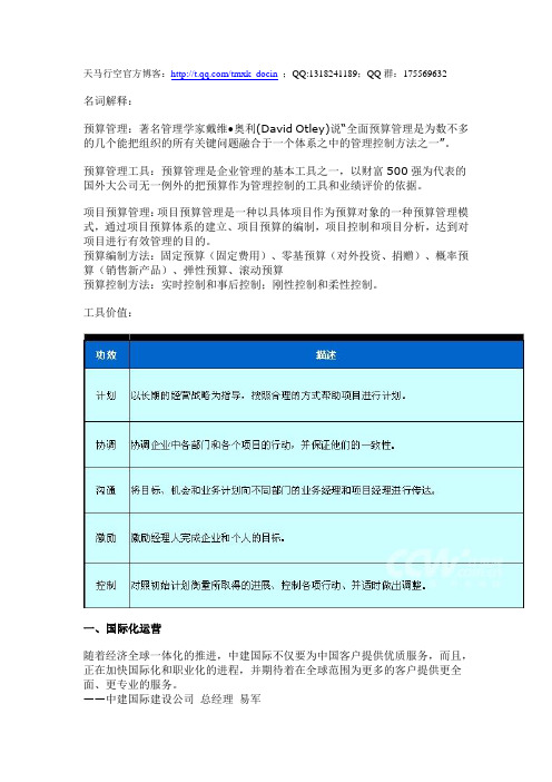 最新xx国际集团项目预算管理应用案例