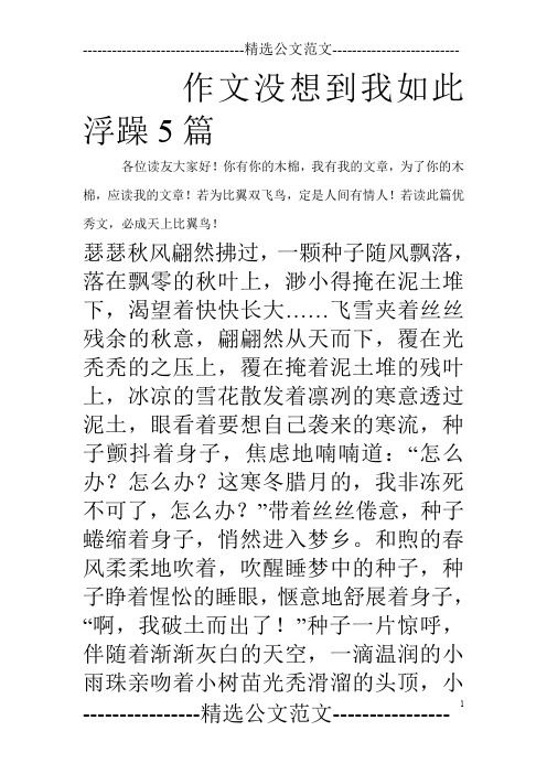 作文没想到我如此浮躁5篇