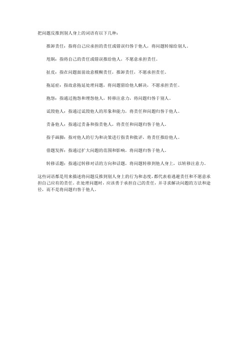 把问题反推到别人身上的词语
