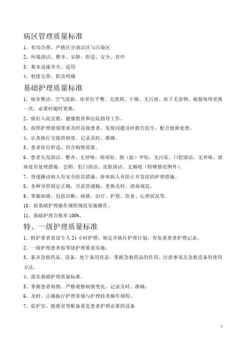 护理质量标准
