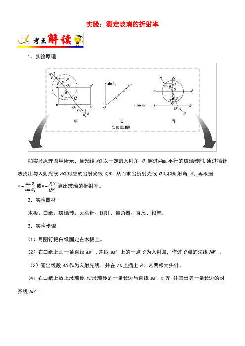 备战近年年高考物理考点68实验：测定玻璃的折射率(含解析)(最新整理)