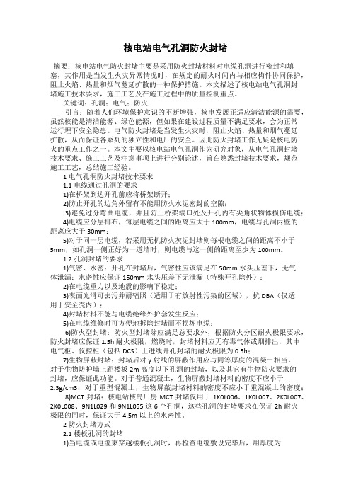 核电站电气孔洞防火封堵