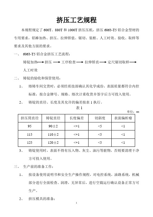 挤压工艺规程