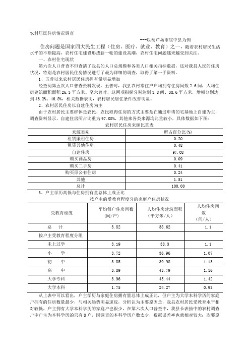 农村居民住房情况调查