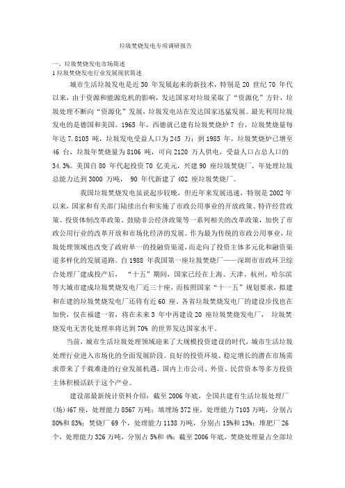 垃圾焚烧发电专项调研分析报告