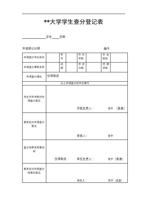 贵州大学学生查分登记表【模板】