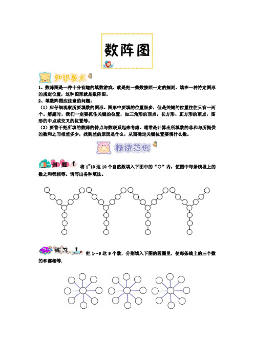 四年级下册数学试题-竞赛思维训练：04数阵图(四年级竞赛)学生版