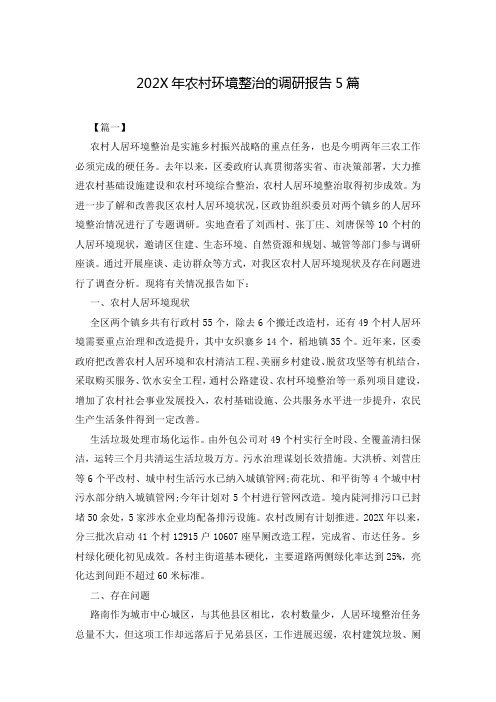 202X年农村环境整治的调研报告5篇