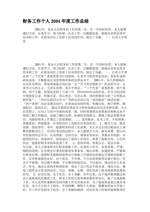 财务工作个人2004年度工作总结(精)
