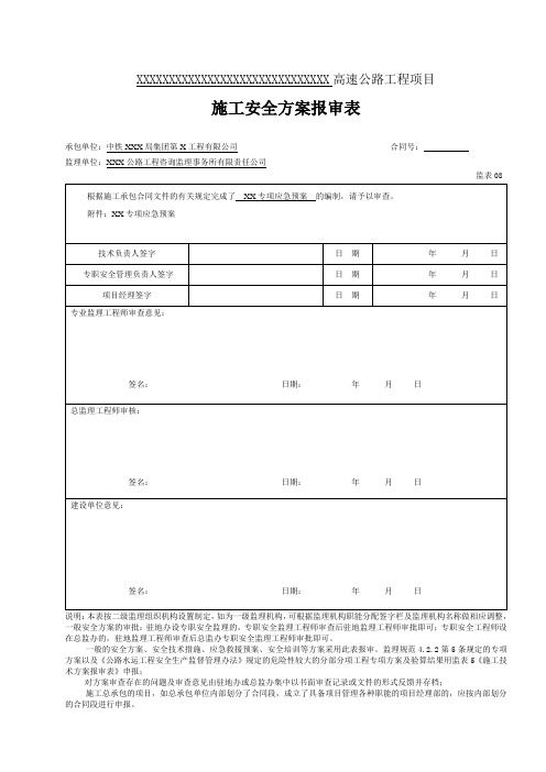 公路施工安全方案报审表