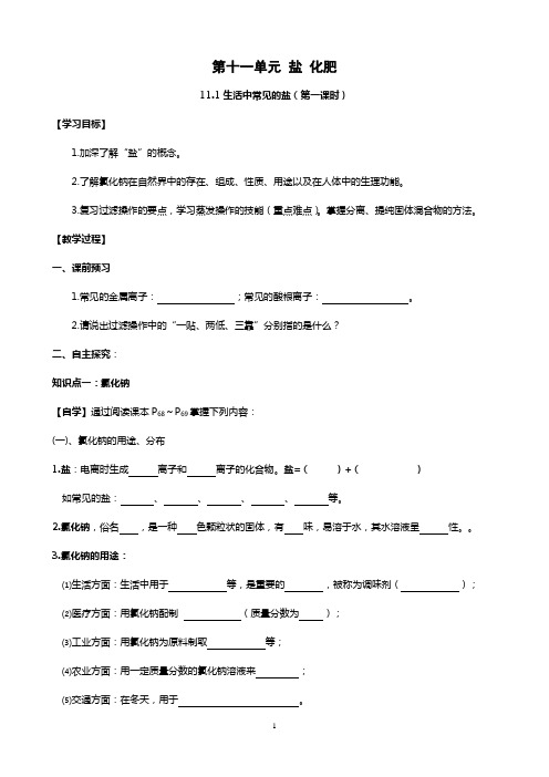 11-1 生活中常见的盐 导学案