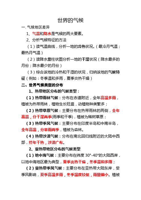 世界的气候知识点总结
