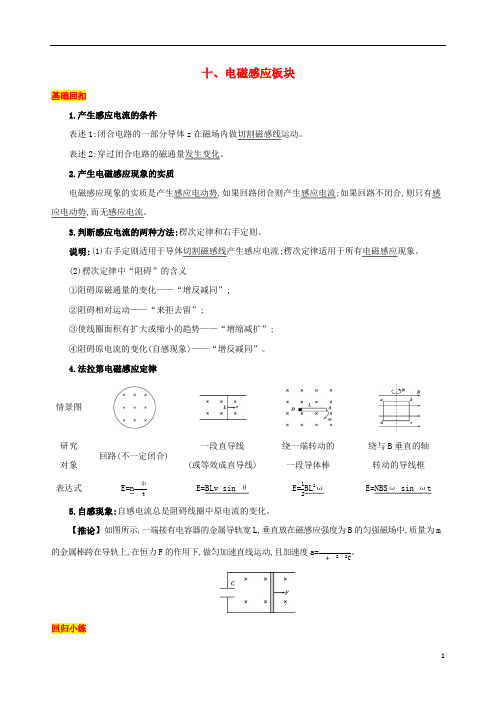 (江苏专用)2019高考物理三轮冲刺 第一篇 回归教材 十 电磁感应板块.docx