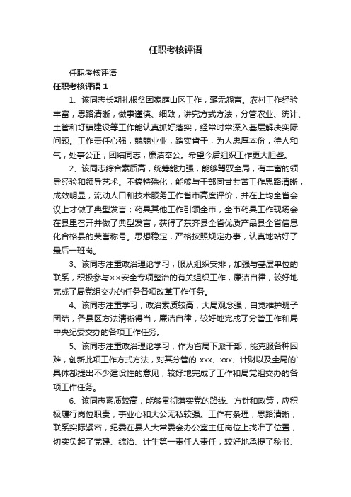 任职考核评语