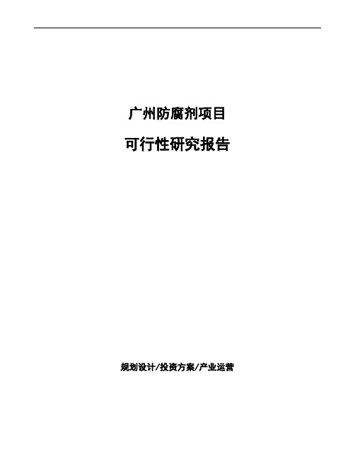 广州防腐剂项目可行性研究报告