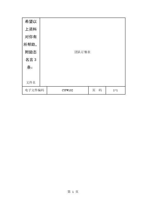 团队订餐表(表格模板、doc格式)word精品文档4页