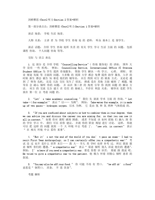 剑桥雅思4Test2听力Section 2答案+解析