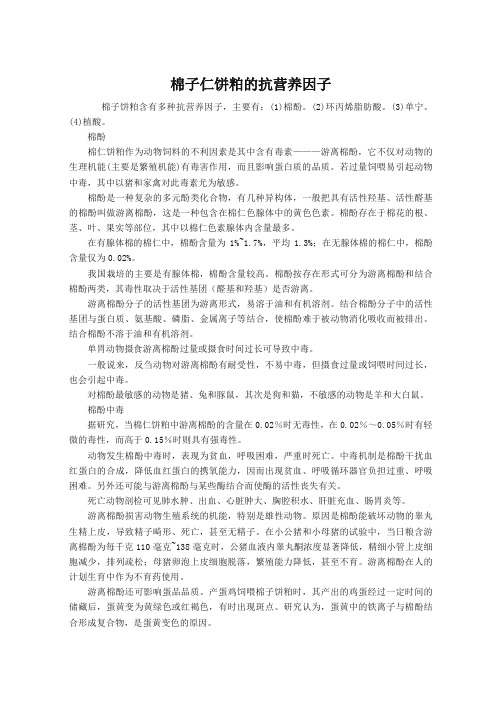 棉子仁饼粕的抗营养因子