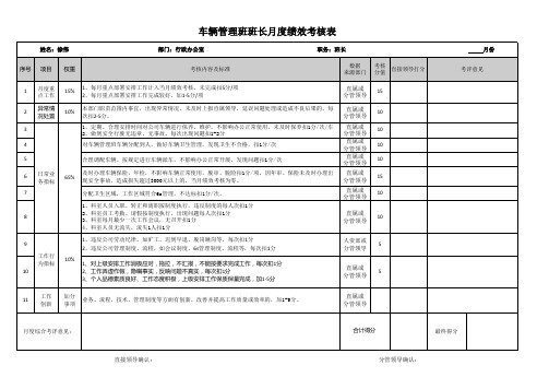 车辆管理班班长绩效考核表