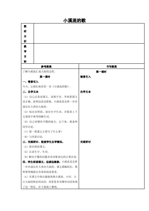 小溪流的歌 教学设计 (2)