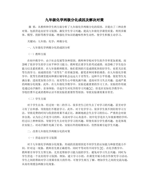 九年级化学两极分化成因及解决对策