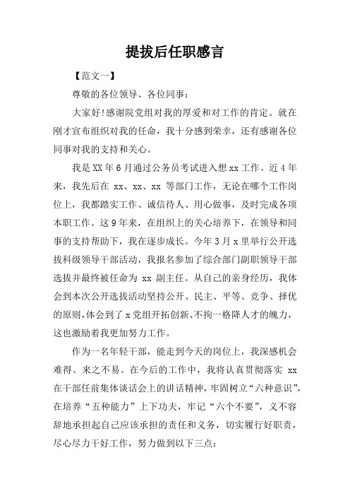提拔后任职感言