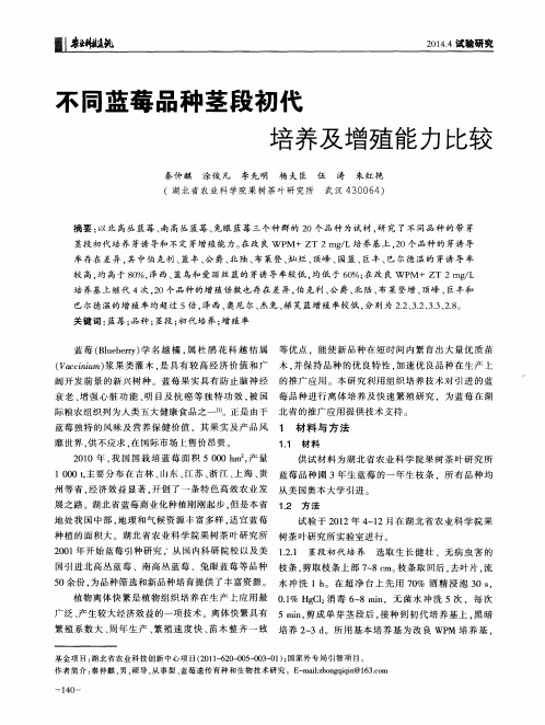 不同蓝莓品种茎段初代培养及增殖能力比较